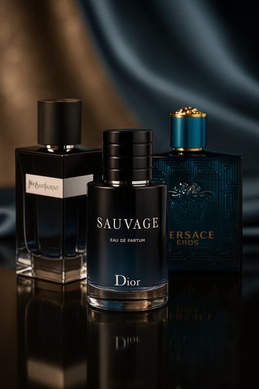 Zestaw 3 perfum: Dior SAUVAGE, Yves Saint Laurent Y MEN, Versace EROS 100ml